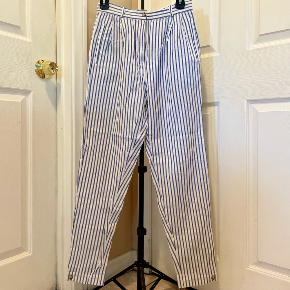 Blue & White Pinstriped Pants